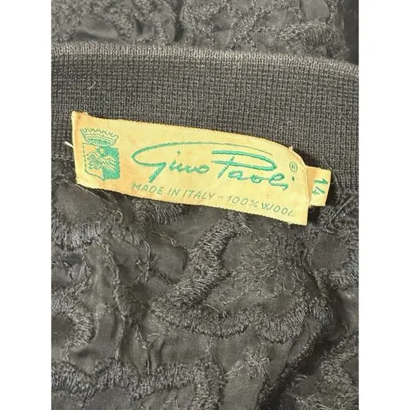 Vintage Gino Paoli 100% Wool Sleeveless Lace Blouse Made In Italy Goth Sz 14